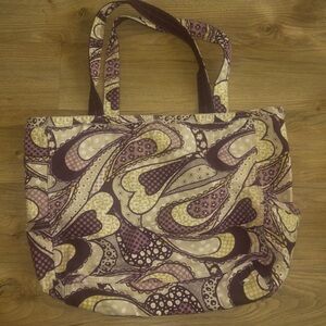 Thirty-One Purple and Cream Patterned Tote